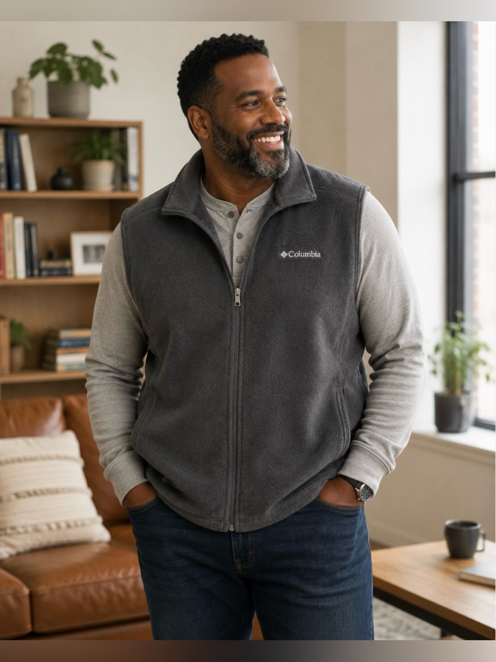 Columbia Mens 3XT Gray Fleece Zip Up Vest